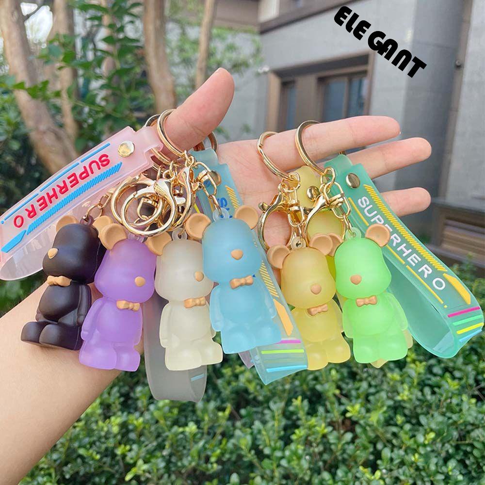 【 ELEGANT 】 Gantungan Kunci Beruang Hiasan Gantung Aksesoris Kartun Pesona Keyring Ornaments PVC Key Chain