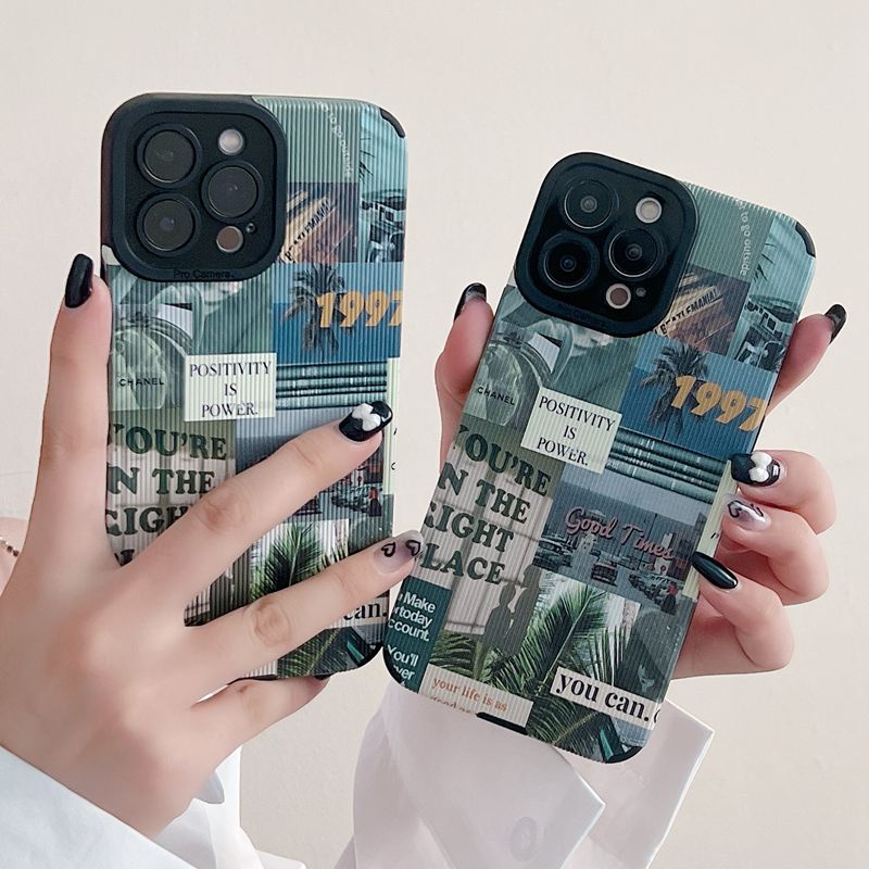 Samsung Leather Softcase Galaxy A21S A12 A32 A01 A03S A11 A12 A20S A50S A30S A51 A71 A52S A53 A73 S20 S10 FE Plus S21 S22 Ultra Fashion Blue Green Landscape