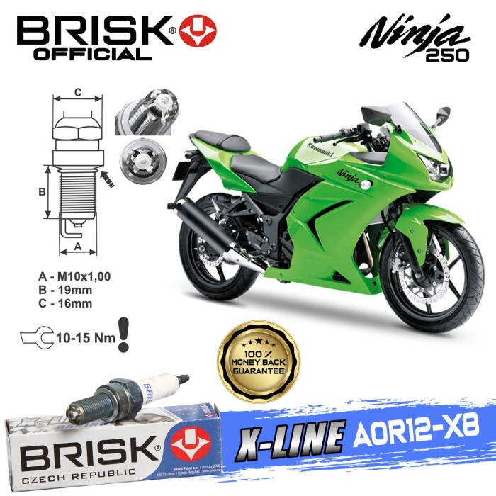 Busi Motor Brisk Premium Xline Tipe - AOR12-X8 Ninja 250