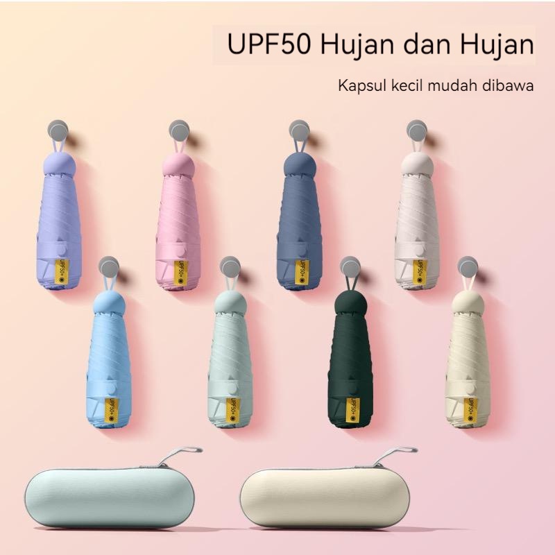 Payung Lipat UV Otomatis Free Casing Capsule - Anti Hujan dan Sinar UV Matahari / Payung Lipat Mini Case Kapsul / Payung Lipat Mini Anti UV Mini umbrella Souvenir Hampers Gift Kado / Payung Lipat Mini Anti UV / Payung Kapsul Import Premium