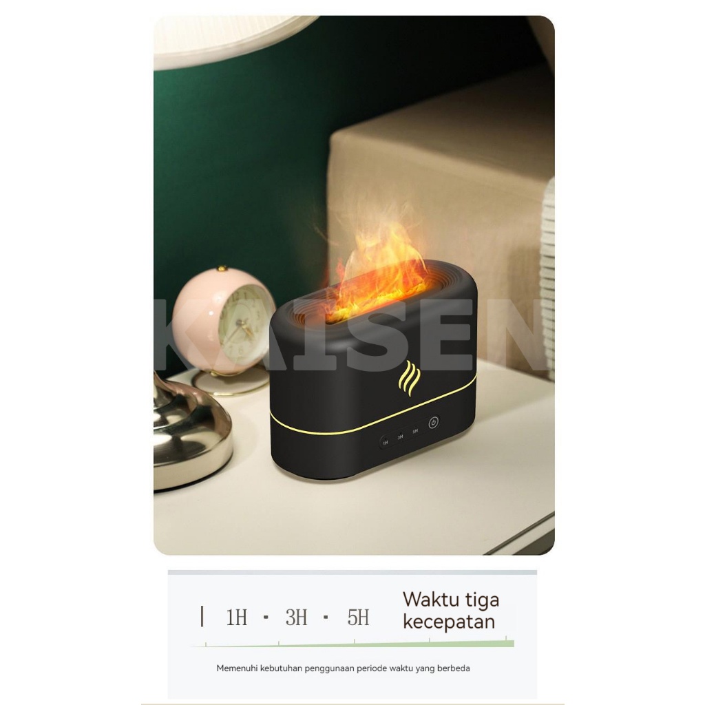 200ml Flame Aromatherapy Machine / Air Humidifier Aromatherapy Purifier Diffuser Colorful  Ilusi Api Aroma Terapi Essential Oil / Pengharum Ruangan  -MYLike Official