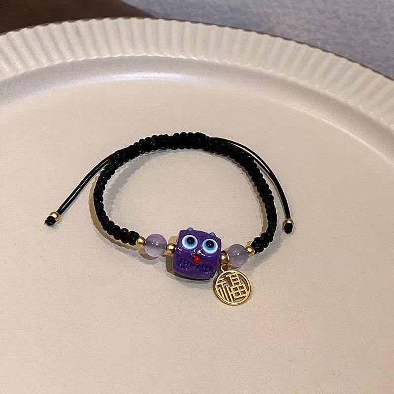 Kartun Baru Monster Kecil Merek Rejeki Tenun Tangan Gelang Perempuan2023 Gaya Baru Trendi Lucu Childlike Stretch Bracelet