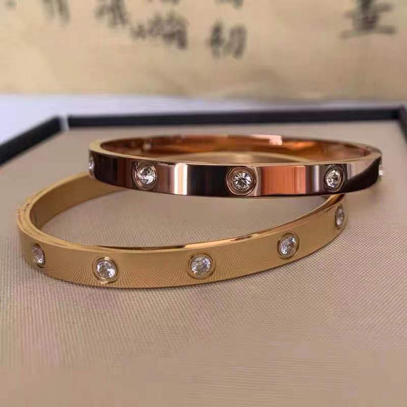 Gelang Titanium Steel Colorfast Rose Gold Gelang Berlian Sederhana High-End Dan Modis