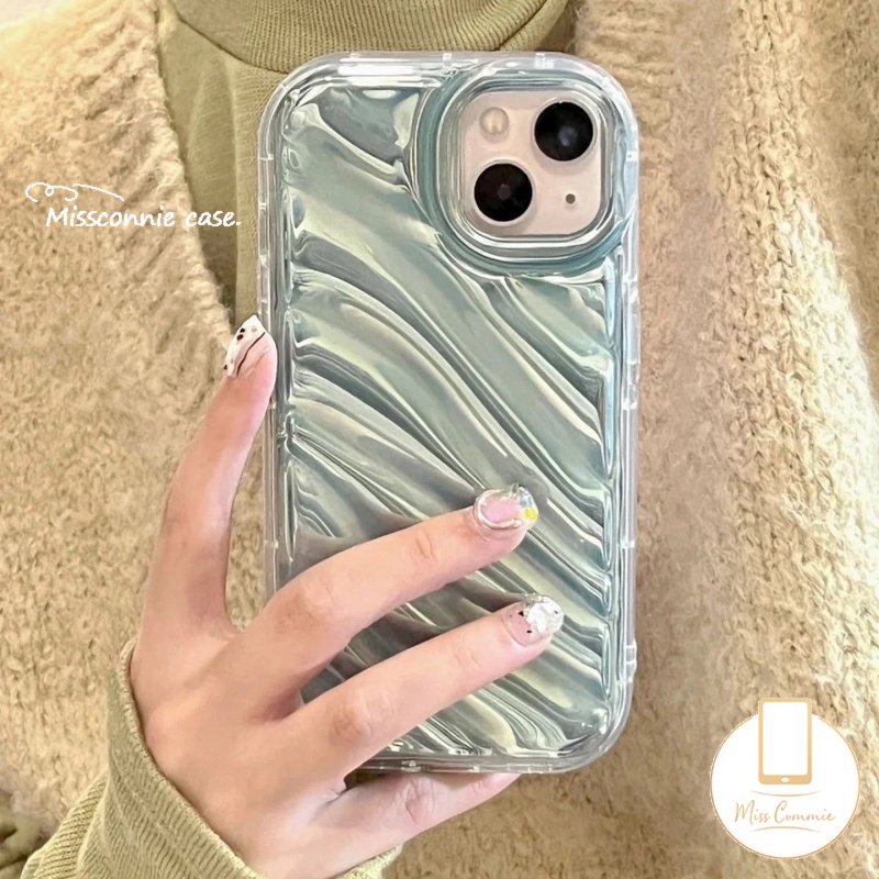 IPHONE Casing Ponsel Mempesona Kartu Laser Mewah Kompatibel Untuk Iphone11Xr 7Plus 11 14 13 12 Pro MAX 6 6S 7 8 Plus X XS MAX SE 2020kreativitas 3D Stereo Pola Bergelombang Soft Case Cover