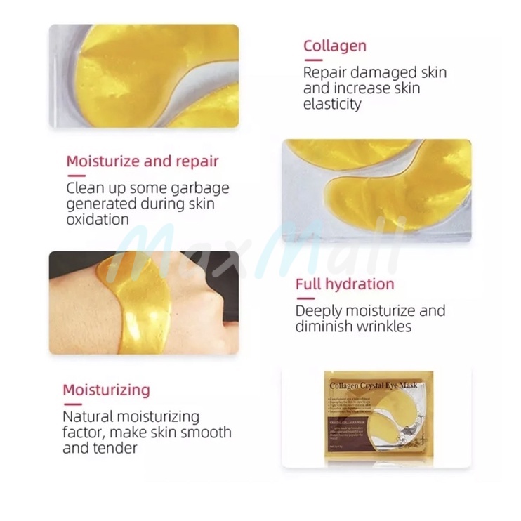 Collagen Eye patch Masker Mata Kolagen Masker Kantong Mata Emas Crystal Collagen Gold Anti Aging Powder Eye Mask Gold Mata Panda Hitam