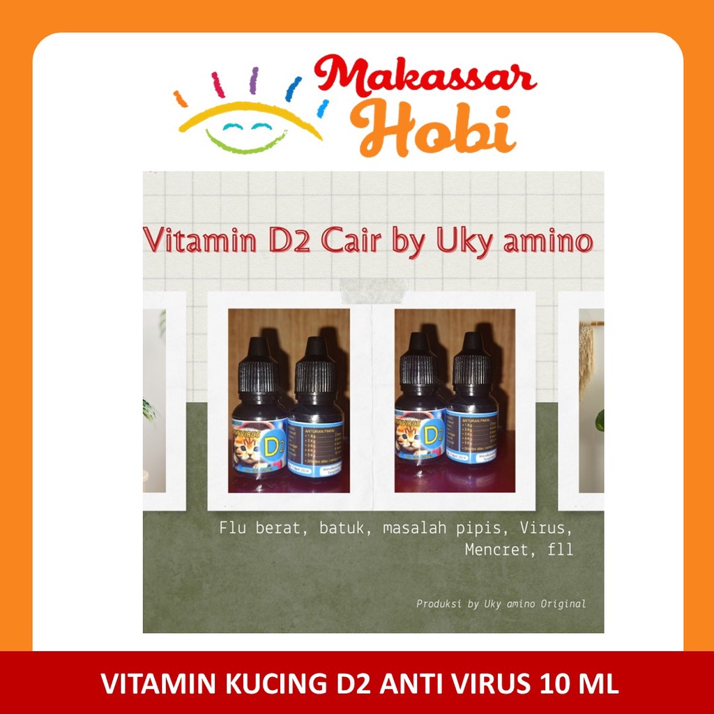 D2 Anti Virus 10 ml Vitamin Obat Kucing Calici Flu Berat Mencret Batuk