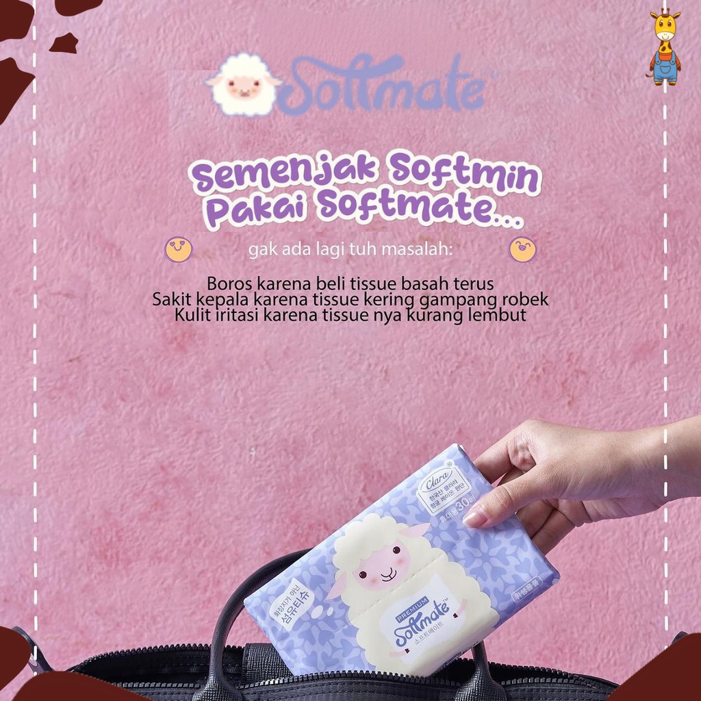 Softmate PREMIUM Tissue 30 sheets / 160 sheets - Tisu Kering / Tisu Basah