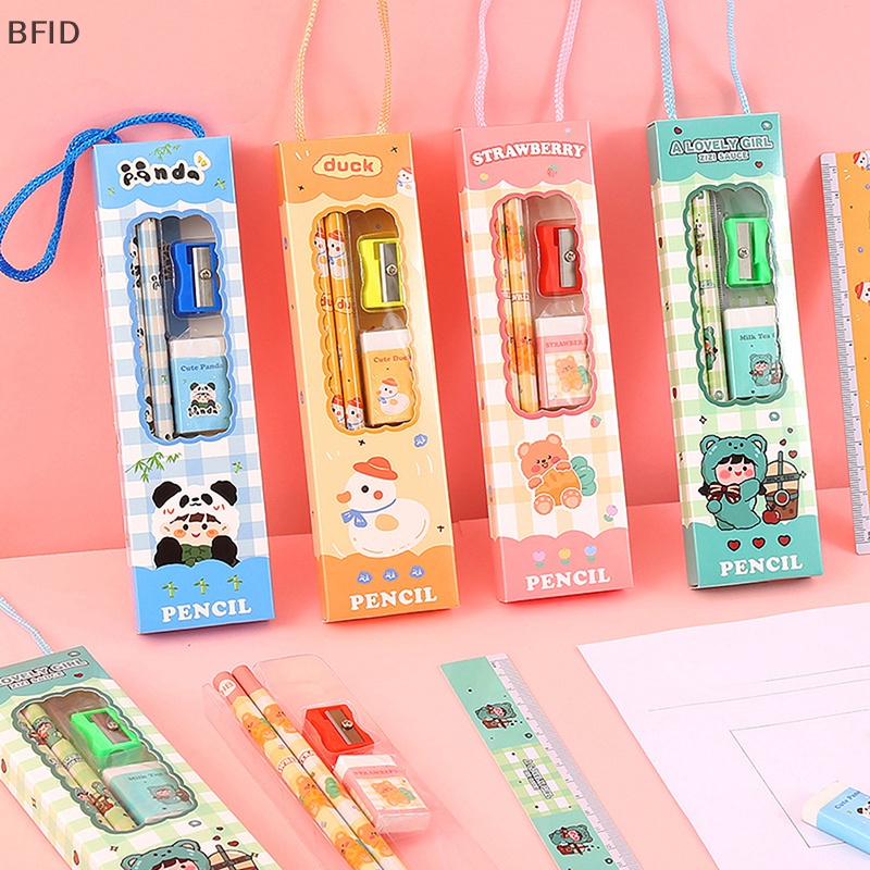 [BFID] Set Alat Tulis Portable Kartun Hewan Pensil Lucu Penggaris Anak Pencil Sharpener Student Eraser Perlengkapan Sekolah Hadiah [ID]