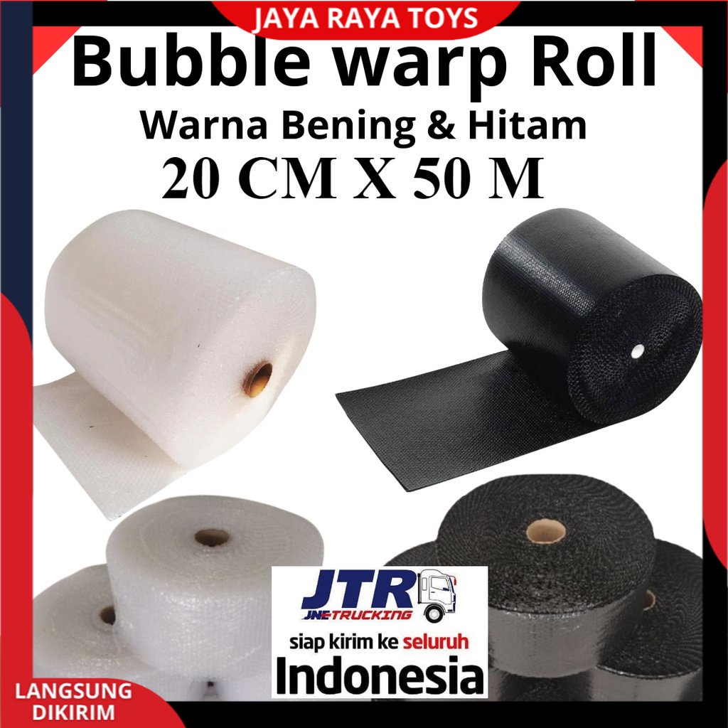 Bubble Wrap 20cm x 50 meter Hitam Bening Berkualitas Expedisi Cargo