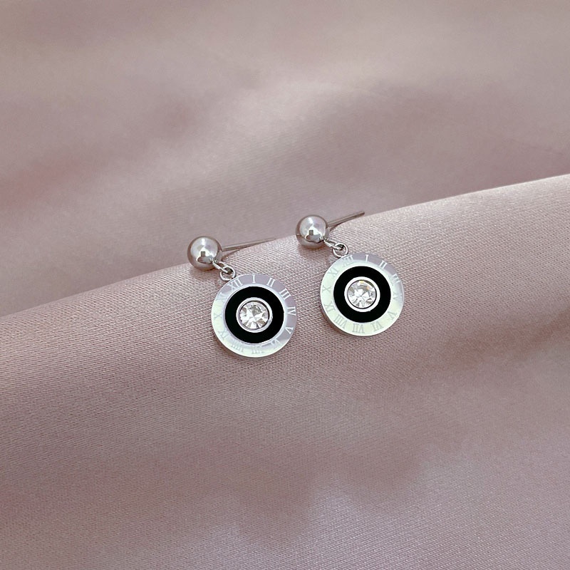 Anting stud juntai bulat zircon titanium stainless steel 316L import harga grosir bisa cod