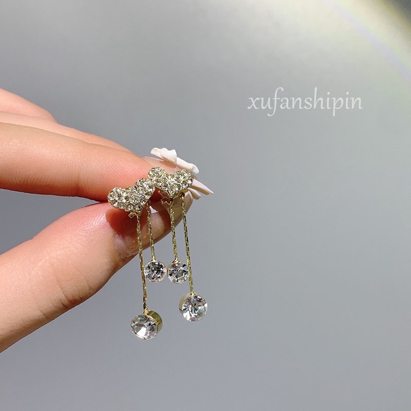 Mewah Crystral zirkon Drop anting elegan jantung anting untuk wanita Hypoallergenic perhiasan aksesoris