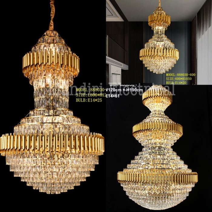 Lampu Gantung Kristal LED Chandellier SKKT 888030 Gold