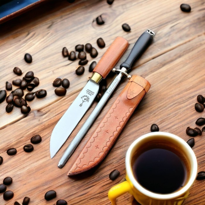 Pisau Potong Daging Super Tajam Sharpener Cap Garpu Asli  Paket 6