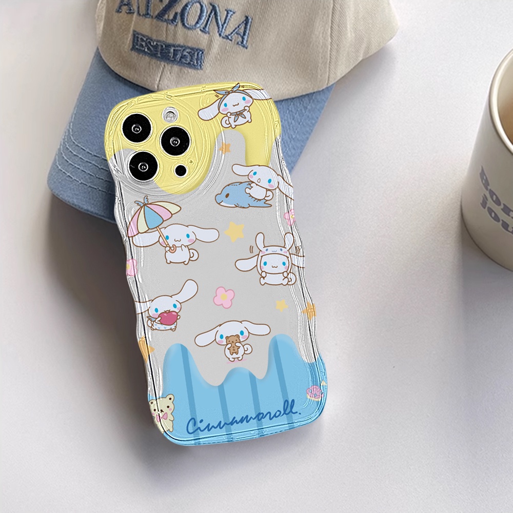 Realme C53 C55 C35 C21Y C25Y C11 2021 C30 C31 C33 C30S Realme10 C15 C25 C17 C12 C3 C2 8i 7i 5 5i 6i 7 Pro Narzo 50A Prime 20 Pro Cream Cinnamoroll Wave Edge TPU Phone Case Cover