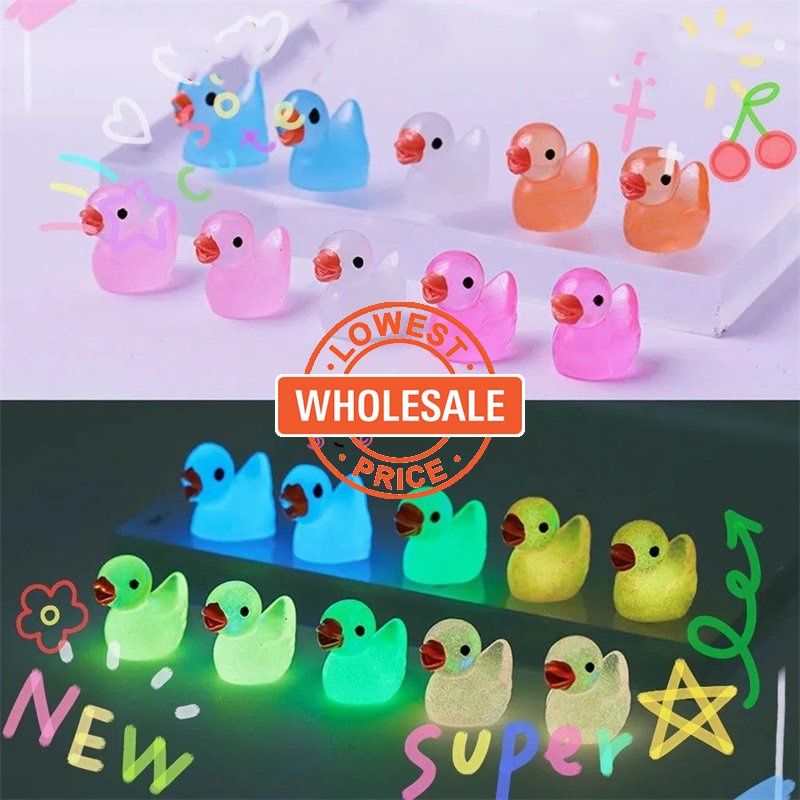 [Harga Grosir] Mainan Patung Bebek Miniatur Bercahaya/Glow in Dark Resin Mini Duck /Resin Ornamen Hiasan Interior Mobil Dashboard Trim