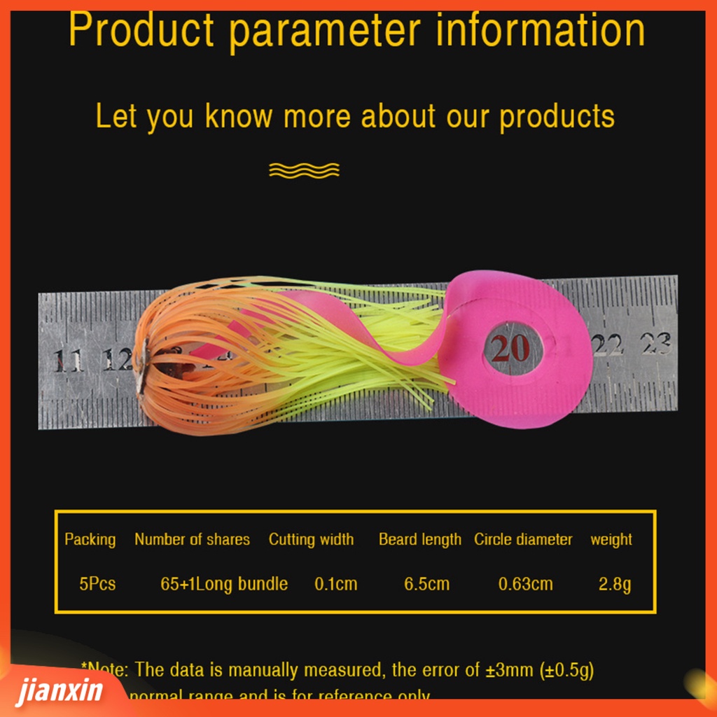 (In Stock) 5Pcs 6.5cm /2.8g Rok Lembut Umpan Buatan Bentuk Payung Silikon Jig Skirts Fishing Tackle
