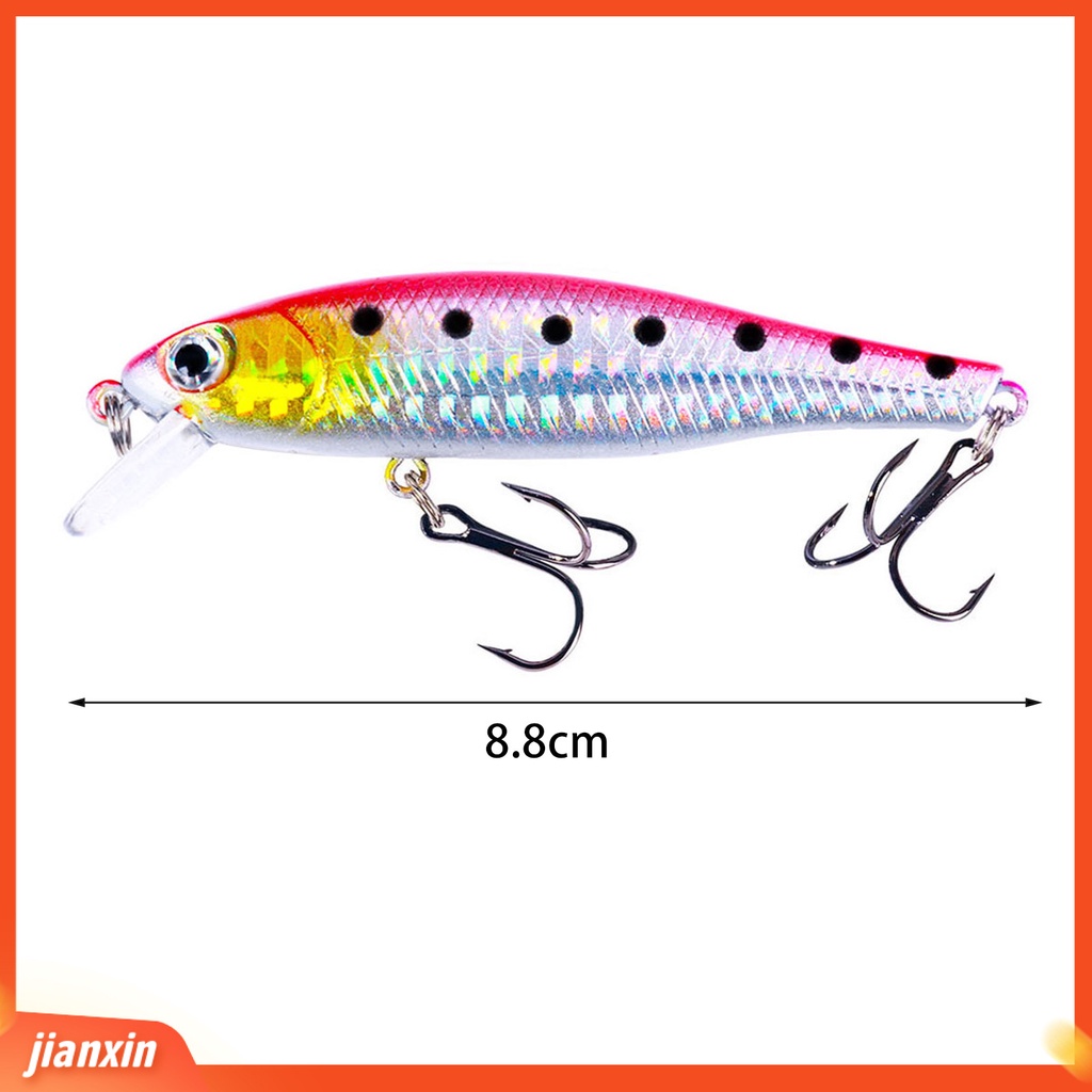 (In Stock) 8.8 cm Bionic Umpan 3D Simulasi Fisheyes Treble Hook Menggoda Realistis Mengambang Ikan Kecil Umpan Palsu Memancing Luar Ruangan