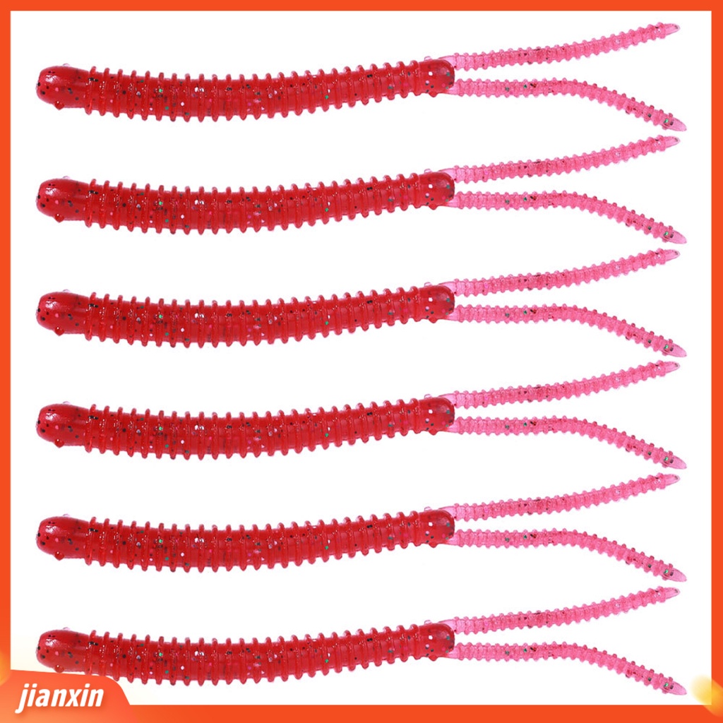 (In Stock) 6 Pcs Lembut Memancing Umpan Simulasi Spiral Split Double-Ekor Cacing Umpan Loach Umpan Palsu Outdoor Memancing Aksesoris