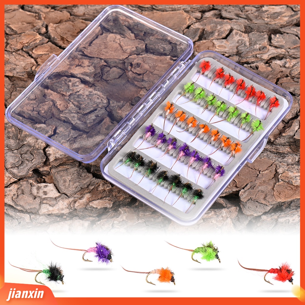 (In Stock) 35Pcs Umpan Pancing Desain Simulasi Warna Terang Ukuran Mini Realistis Dengan Kait Tajam Compact Bulu Serangga Lalat Buatan Memancing Umpan Perlengkapan Memancing