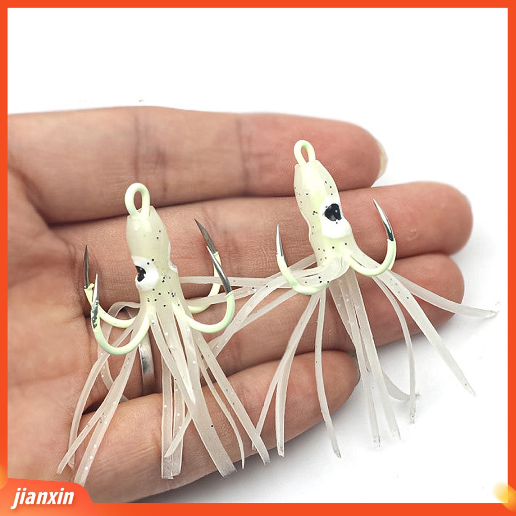 (In Stock) 2Pcs/Set Luminous 4kait Tajam Bentuk Gurita Umpan Pancing Buatan Aksesoris Memancing Untuk Pecinta Memancing