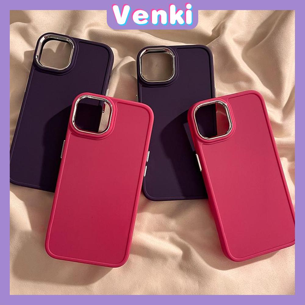 VENKI - Untuk iPhone 11 Casing Ponsel Lubang Halus TPU Kubus Rubik Plating Bingkai Lensa Casing Ponsel Anti Guncangan Casing Kamera Sederhana Kompatibel dengan iPhone 14 13 Pro max 12 Pro Max 11 7 8 Plus