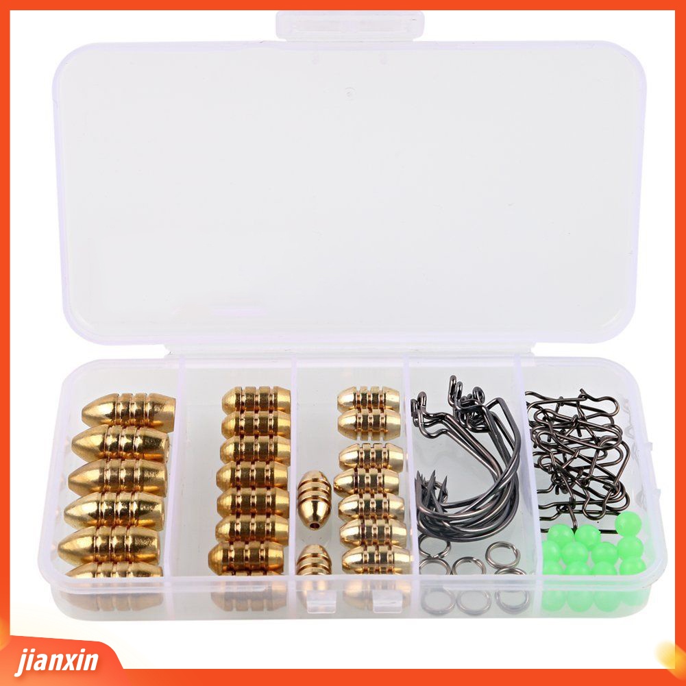 (In Stock) Set Pemberat Kuningan Mancing Jig Hook Putar Ring Connector Tools Dengan Box