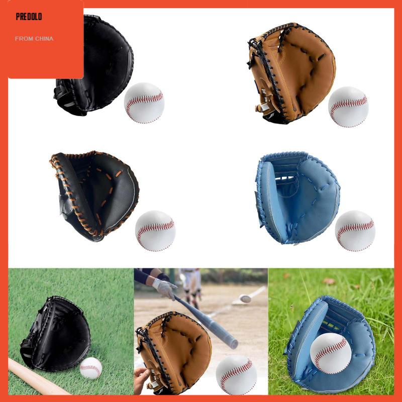 [Predolo] Baseball Catcher Gloves PU with Baseball Ball Teeball Glove Pria Wanita Unisex