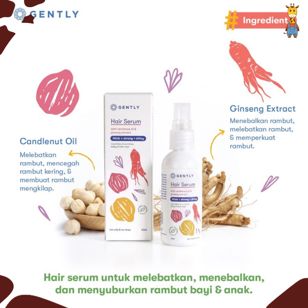 Gently Hair Serum 60ml - Serum Penumbuh &amp; Penyubur Rambut Bayi dan Anak