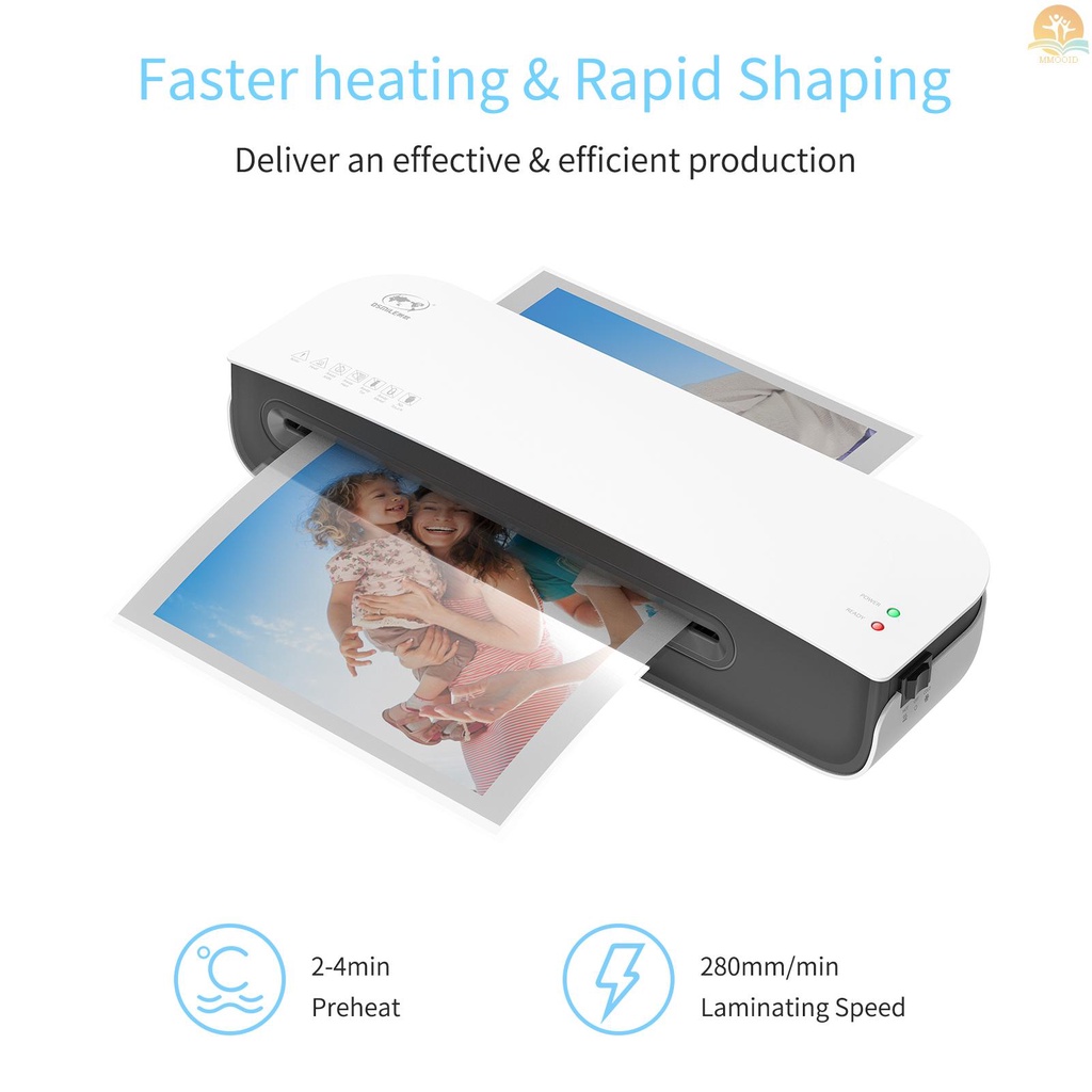 In Stock OSMILE SL289 Set Mesin Laminator Desktop Ukuran A4 Laminasi Panas Dan Dingin 2sistem Rol 9inci Lebar Max Suitabe Untuk A4/A5/A6 Kantong Laminating Untuk Rumah Kantor Schoo