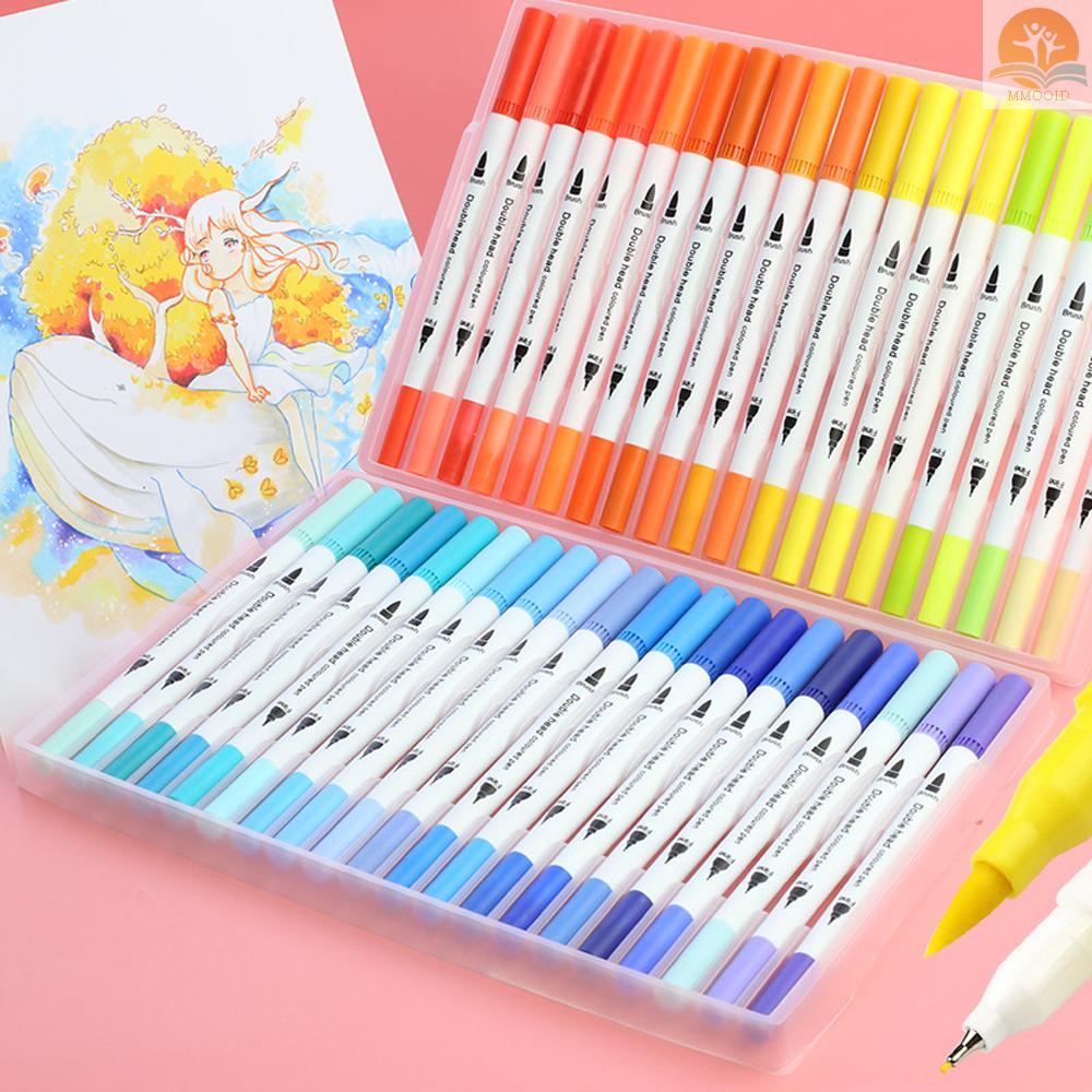 In Stock Watercolor Fine Liner Dual Tip Brush Pen Set Penanda Warna-Warni Untuk Menggambar Dan Melukis