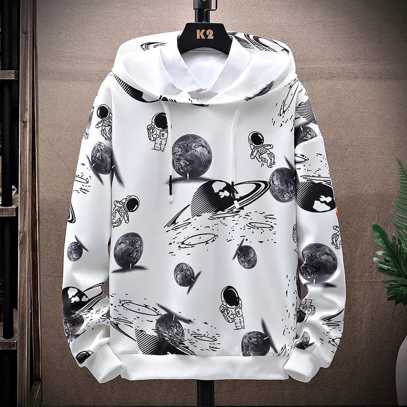 Planet Fullprint Hoodie Outerwear Sweater Hodie Pria Casual Daily Matt Fleece Tebal l Sweter Premium
