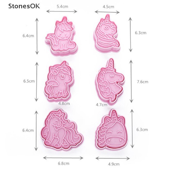 Cetakan playdough / kue anak karakter kartun dino, unicorn - unicorn set