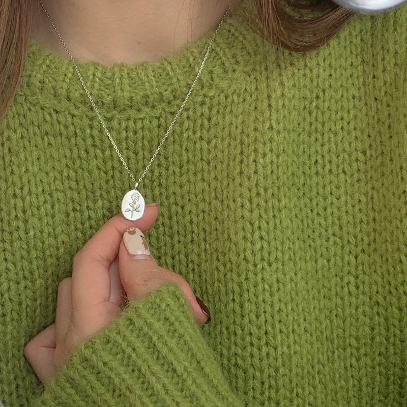 Roselife Retro Perak Mekar Rose Liontin Kalung Untuk Wanita Gadis Elegan Bunga Pesona Tulang Selangka Rantai Kalung Perhiasan Hadiah