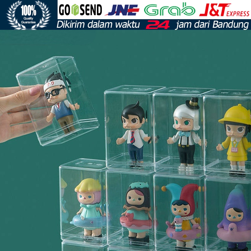 Box Display Figure Pop Mart / Rak Display Penyimpanan Boneka Tunggal Model Transparan Tahan Debu