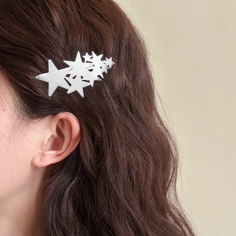 Ponytail Holder Jepit Rambut Hair Clip Elegan Korea INS Gaya Gadis Manis Keren Pentagram Bintang Hiasan Kepala Populer Sederhana Aksesoris Rambut Logam Musim Semi Klip Bobby Pin Y2k