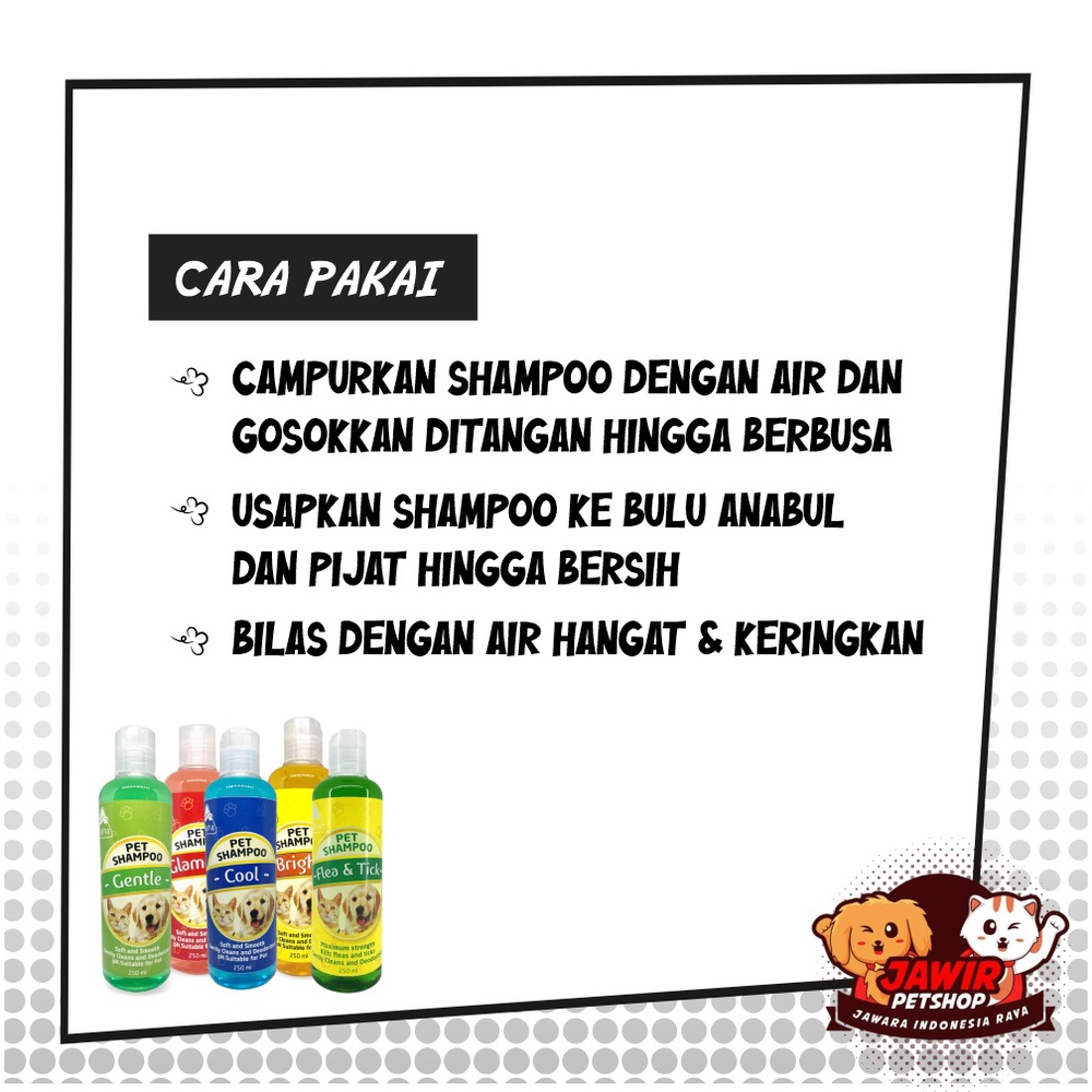 ALPHA Pet Shampoo 250ml sampo untuk kucing anjing dan anak puppy kitten murah wangi cat dog anti kutu dan jamur ampuh shampo pelebat bulu rontok putih kutuan jamuran long hair short