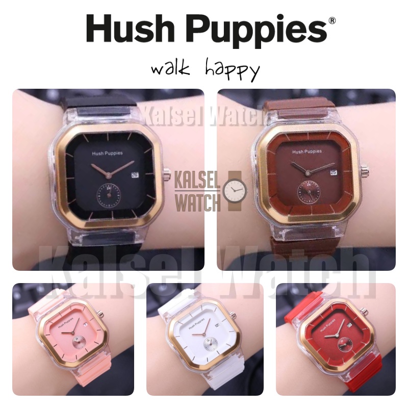 Jam Tangan Hush Puppies Wanita Pria Chrono Kotak Karet Tanggal Hush Pupies Rubber Puppies Jam Hush P