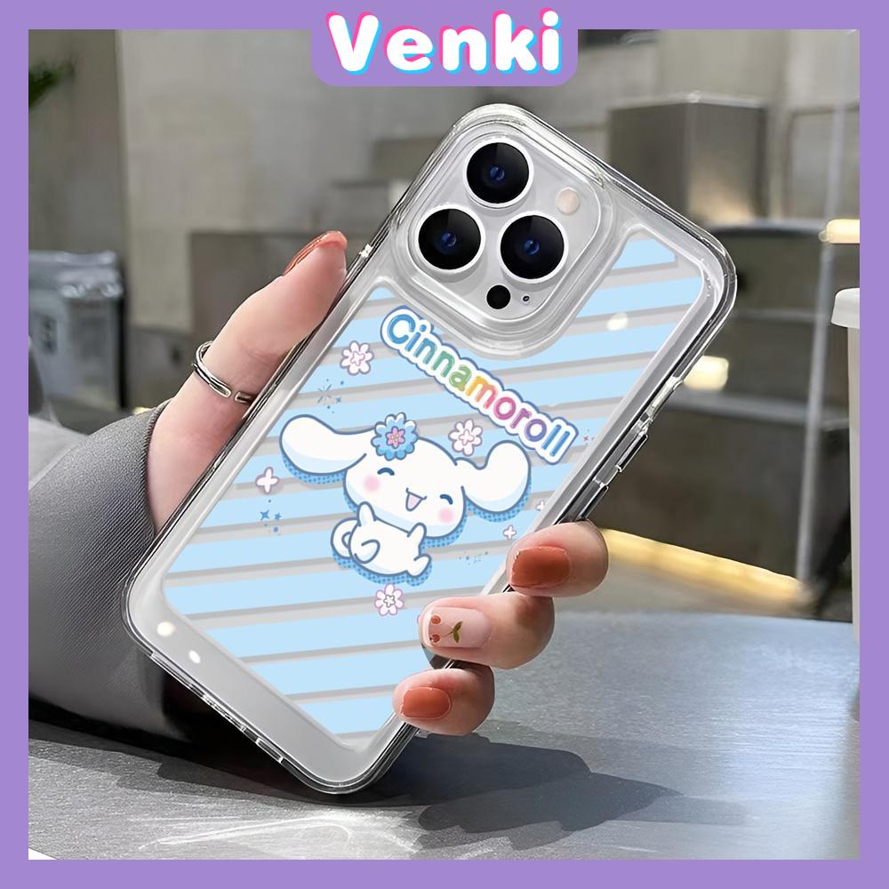 VENKI - Untuk iPhone 11 Case Clear Space Hard Acrylic Case Shockproof Protection Camera Cute Cartoon Long-eared Dog Kompatibel dengan iPhone 14 13 Pro Max iPhone 12 Pro Max XR 7 8Plus