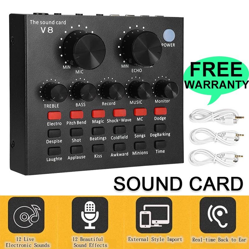 Soundcard v8 Mixer External Soundcard V8 Audio Microphone Singing Live Sound Card V8 Sound Effect