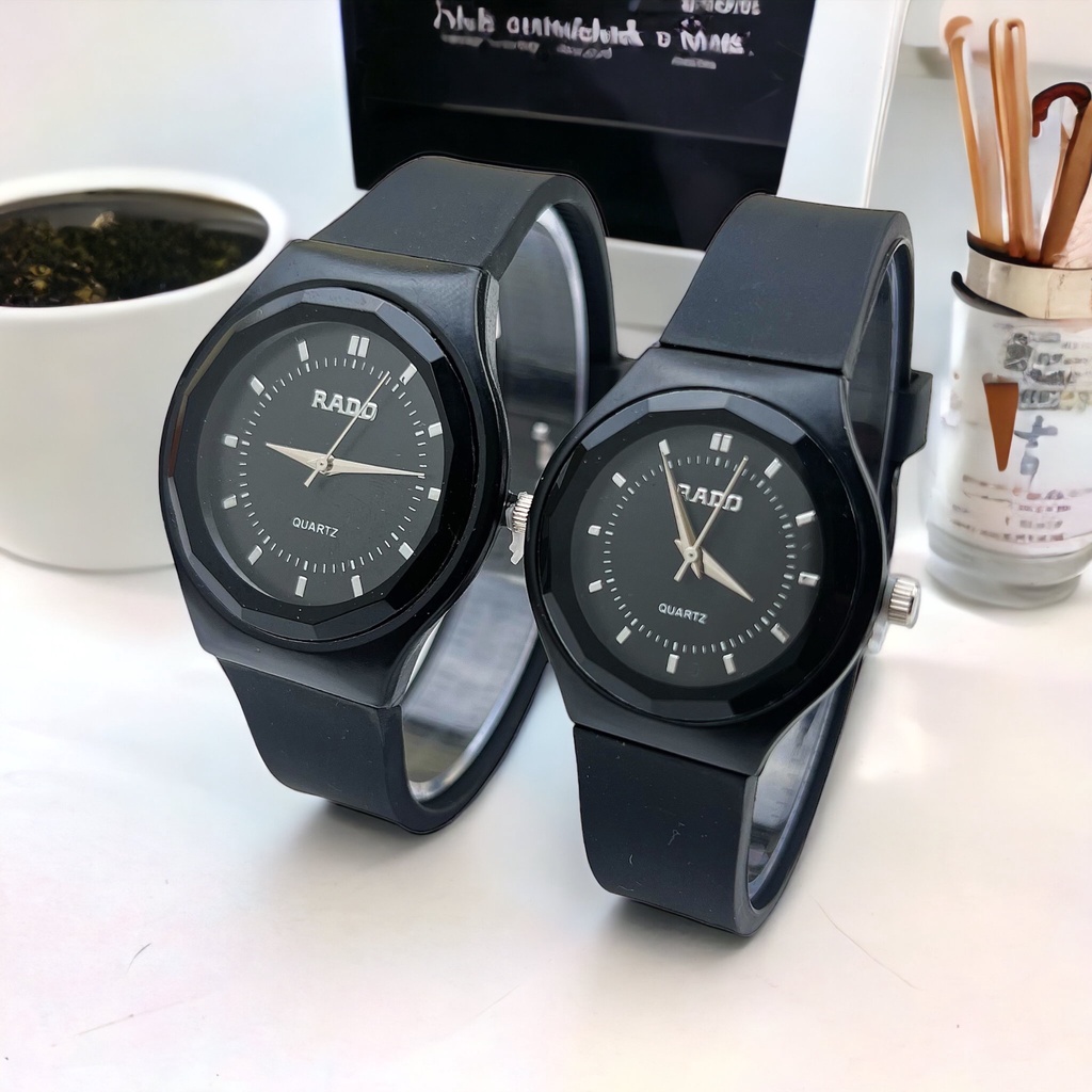 COD✅ Jam Tangan Couple Wanita Pria Fashion Rubber Watch Analog Quartz   S1295