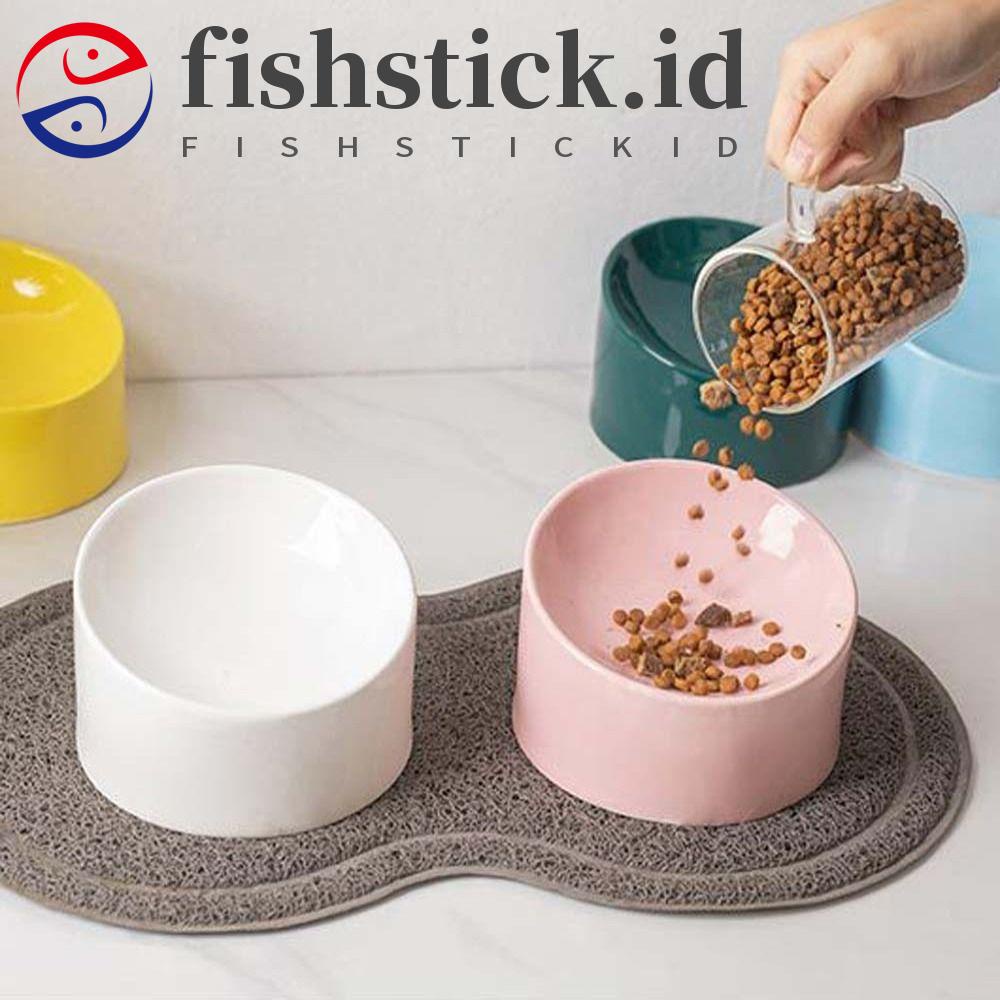 Fishstick Pet Feeder Bowl Keramik Tahan Lama Untuk Anjing Kucing Kecil Minum Makan Makanan Dish Puppy Kitten Perlengkapan Hewan Peliharaan