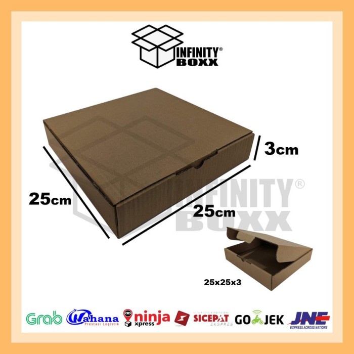 

kotak kardus pizza box die cut ukuran 25x25x3