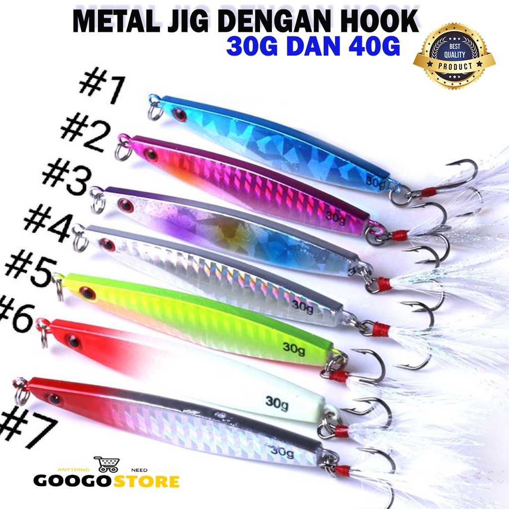 jig lure metal jig 30g dan 40g  metal jig dengan hook lure mancing laut