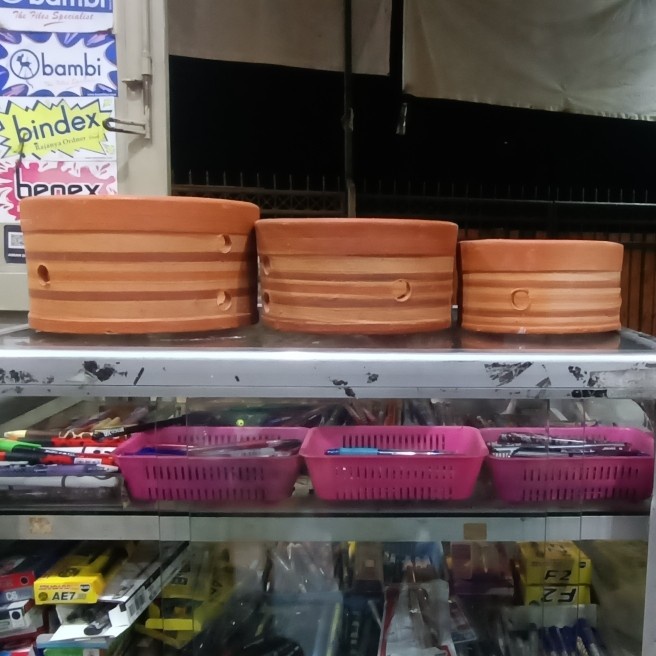 Pot anggrek ceper tanah liat, pot anggrek kebun