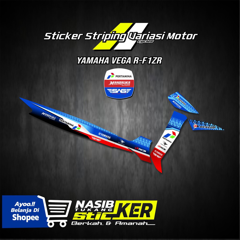 STRIPING VARIASI STIKER LIS YAMAHA VEGA R/F1ZR OLD /LAMA LIVERY PETRONAS SAG MANDALIKA