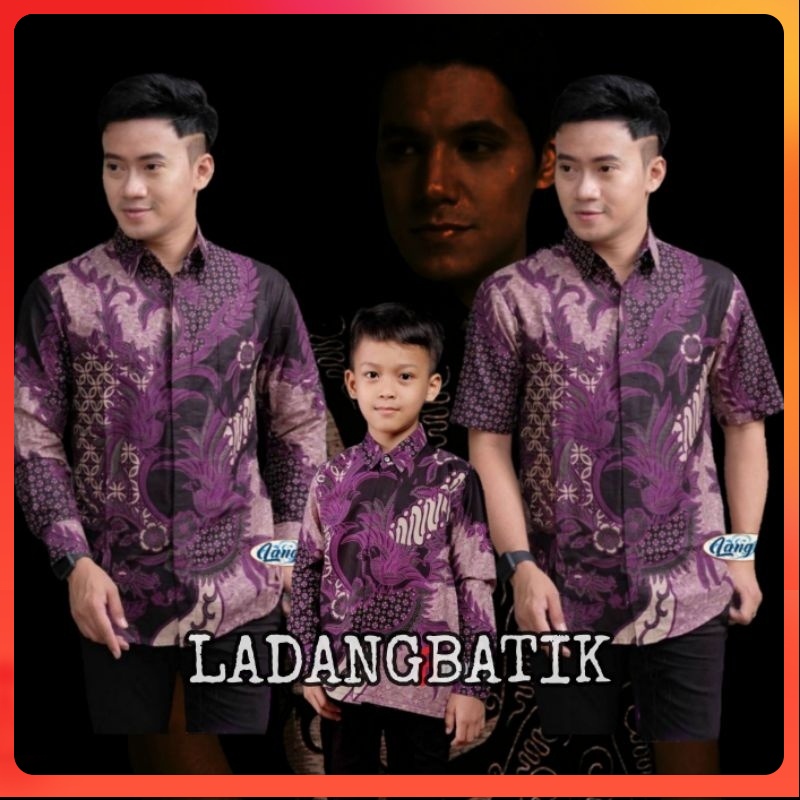 TERBARU COUPLE SWEET - COUPLE BATIK AYAH DAN ANAK COWOK BATIK UNGU - BATIK GUAVA - BATIK PRIA SOFT P