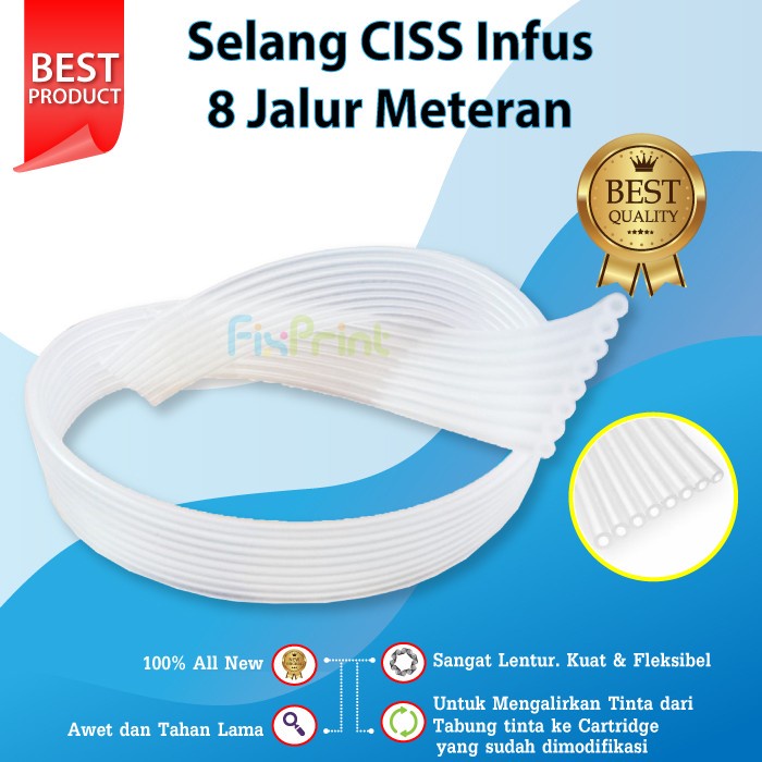 Selang Infus CISS 6 / 8 Jalur Per Meter Printer Epson 1390 R1390 T60 T1100