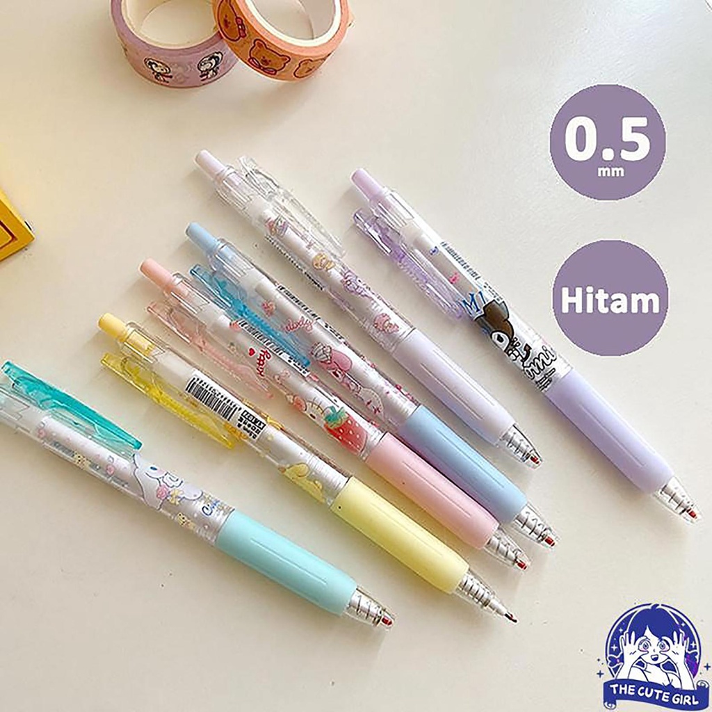 Pulpen/Gelpen Hitam 0.5mm Sanrio lucu - Stazionario