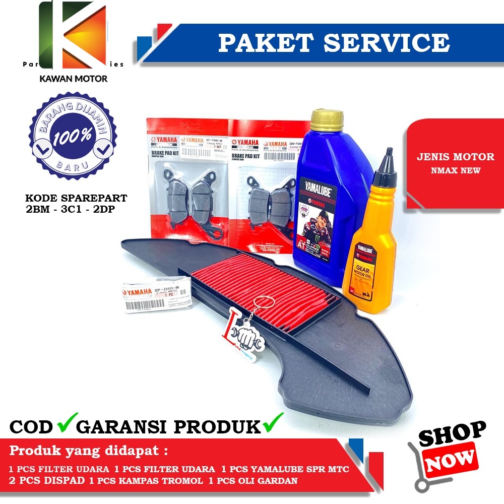 PAKET SERVICE LENGKAP OLI YAMALUBE SUPER MATIC SET OLI YAMALUBE GEAR 140ML ,KAMPAS REM NMAX & FILTER