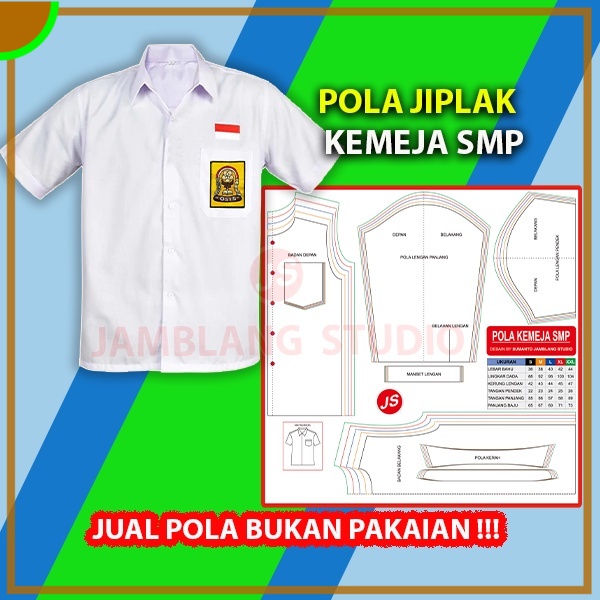 Pola Jiplak Kemeja SMP Lengan Panjang + Lengan Pendek | Aneka Pola